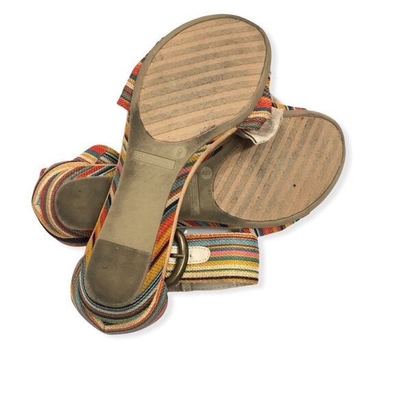 Rampage Low Wedge Sandal Size 9 Colorful Fabric Ankle Strap Darling - Picture 9 of 12
